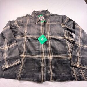 Banana Republic Shirt Jacket Gray Plaid Button Front Women's XL Shacket New